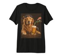 Funny Dog Meme Golden Retriever Drinking Beer Maglietta Premium