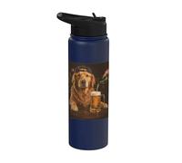 Funny Dog Meme Golden Retriever Drinking Beer Stainless Steel Insulated Water Bottle