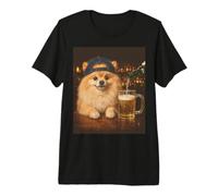 Funny Dog Meme Pomeranian Drinking Beer Maglietta Premium
