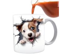 Funny Dog Mug - Tazza da 350 ml in ceramica dipinta a mano in cartone con pupazzo colorato | Tazza da drinking colorato con manico per tè, caffè, latte, Juice & Cocoa | Cute And Fun Animal Cup For
