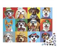 Funny Dog Portraits Puzzle 1000 Pezzi Per Adolescenti Relax A Casa Puzzle Impegnativo Confezione Regalo Da Incorniciare Cartone Ecologico 38x26cm/1000pcs
