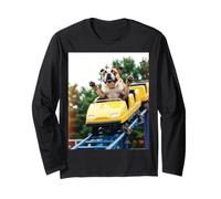 Funny Dog Roller Coaster Meme Silly Graphic Bulldog Maglia a Manica