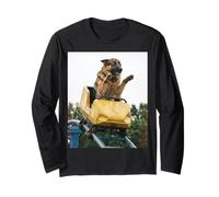 Funny Dog Roller Coaster Meme Silly Graphic German Shepherd Maglia a Manica
