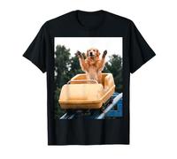 Funny Dog Roller Coaster Meme Silly Graphic Golden Retriever Maglietta