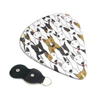 Funny Dogs - Plettri per chitarra con stampa di Bull Terrier, 6 pezzi, per chitarra acustica, elettrica, basso, chitarre acustiche, ukulele, sottili, medi, spessori, 0,46 mm