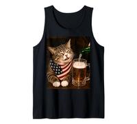 Funny Domestic Shorthair Cat Drinking Beer 4th of July Canotta