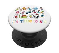 Funny Doodles It's Time to Sin PopSockets PopGrip Adesivo