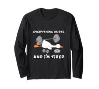 Funny Duck Everything Hurts And I'm Tired Workout Fitness Maglia a Manica
