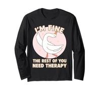 Funny Duck I'm Fine Il Resto di Voi ha Bisogno di Terapia Maglia a Manica