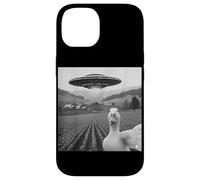 Funny Duck Selfie UFO Alien Photo Mallard Duck Lover Custodia per iPhone 14