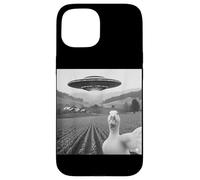 Funny Duck Selfie UFO Alien Photo Mallard Duck Lover Custodia per iPhone 15