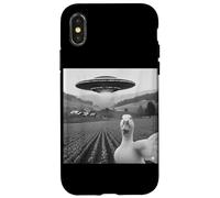 Funny Duck Selfie UFO Alien Photo Mallard Duck Lover Custodia per iPhone X/XS