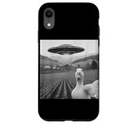 Funny Duck Selfie UFO Alien Photo Mallard Duck Lover Custodia per iPhone XR