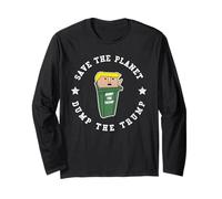 Funny Dump The Trump Anti Trump Trashcan Maglia a Manica