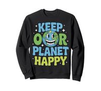 Funny Earth Day Cartoon Citazione Keep Our Planet Happy nature Felpa