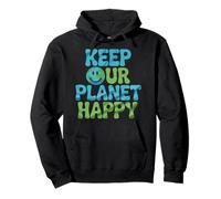 Funny Earth Day Cartoon Citazione Keep Our Planet Happy nature Felpa con Cappuccio