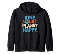 Funny Earth Day Cartoon Citazione Keep Our Planet Happy nature Felpa con Cappuccio