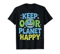Funny Earth Day Cartoon Citazione Keep Our Planet Happy nature Maglietta