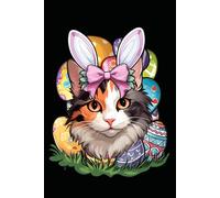 Funny Easter Bunny Calico Cat: Blank Lined Calico Cat Journal/Notebook