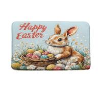 Funny Easter Rabbit Bunny Cute Flower Colorful Eggs Spring Zerbino Ingresso Morbido Zerbino Asciugapassi Antiscivolo Tappeto Da Bagno Per Interno Esterno Cucina 40X60Cm