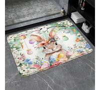 Funny Easter Rabbit Cute Animals Rustic Spring Farmhouse Easter Eggs Colorful Watercolor Boho Flower Festival Zerbino Ingresso Assorbente Tappeto Entrata Trappola Sporco Tappeto Da Bagno 40X60Cm