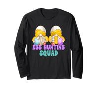 Funny Egg Hunting Squad for Women Mini Easter Chick Gnomes Maglia a Manica