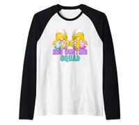 Funny Egg Hunting Squad for Women Mini Easter Chick Gnomes Maglia con Maniche Raglan