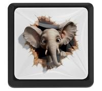 Funny Elephant - Confezione da 3 pomelli quadrati per armadietti, maniglie nere per mobili da cucina, camera da letto, comò, cassetti, pomelli per armadi, armadi