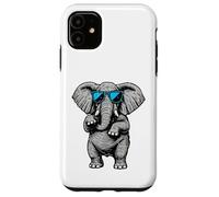 Funny Elephant With Sunglasses Cute African Animals Humor Custodia per iPhone 11