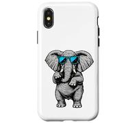 Funny Elephant With Sunglasses Cute African Animals Humor Custodia per iPhone X/XS