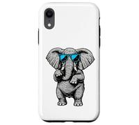 Funny Elephant With Sunglasses Cute African Animals Humor Custodia per iPhone XR