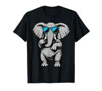 Funny Elephant With Sunglasses Cute African Animals Humor Maglietta