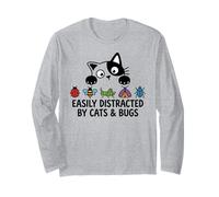 Funny Entomologist Saying Easily Distracted By Cats And Bugs Maglia a Manica
