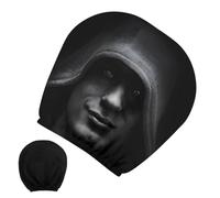 Funny Face Car Headrest Cover - Polyester Stretchy Printed Cushion Case For Vehicle - Elastic Seat Pillow Protector For Auto Interior - Quirky Car Accessory Gift