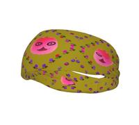 Funny Face Peach Print Versatile Sports Headband - Stretchy Moisture Wicking Headband for Yoga Fitness