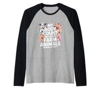 Funny Farm Animals Body Count Sarcastico Detto Maglia con Maniche Raglan