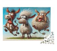 Funny Farm Animals Jigsaw Puzzle Impossible 1000 Pezzi Decorazione Per La Casa. Rilassamento E Intelligence Per Adulti E Bambini Da 12 Anni 52x38cm/1000pcs
