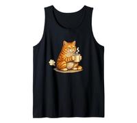 Funny Farting Orange Cat Drinking Coffee Silly Cat Meme Canotta