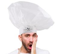 Funny Fashion Cappello da cuoco XL Master Chef Party Cappello da cucina Bianco per bambini e adulti, 50 cm, accessorio per costume Carnevale