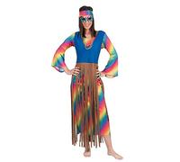 Funny Fashion Rainbow Hippie Fransen - Abito da donna Lucy, taglia 36 38