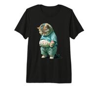 Funny Fat Cat IA Art Design Print Maglietta Premium