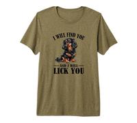 Funny Find You Lick You Black Long Haired Dachshund Lover Maglietta Premium