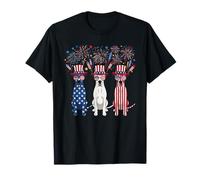 Funny Fireworks Great Dane American USA Flag 4 luglio Maglietta