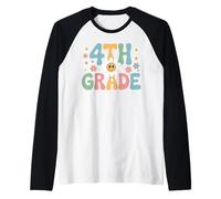 Funny First Day of School 4th Fourth Grade Maglia con Maniche Raglan