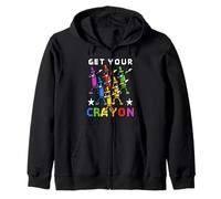 Funny First Day of School Get Your Crayon Dabbing Crayons Felpa con Cappuccio