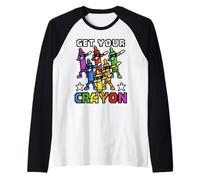 Funny First Day of School Get Your Crayon Dabbing Crayons Maglia con Maniche Raglan