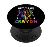 Funny First Day Of School Get Your Crayon Dabbing Crayons PopSockets PopGrip Adesivo