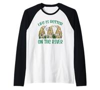 Funny Fishing GNOME for Women And Men Is Better On The River Maglia con Maniche Raglan
