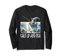 Funny Fishing Saying For Dad & Grandpa Life Shut Up And Fish Maglia a Manica