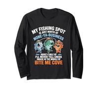 Funny Fishing Spot Bite Me Cove Pesca Pescatori Divertenti Maglia a Manica